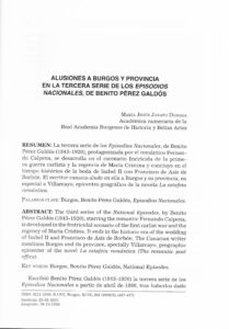 Alusiones a Burgos y provincia en la Tercera Serie de los Episodios Nacionales de Benito Pérez Galdós