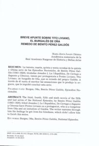 Breve apunte sobre Tito Liviano, el burgalés de Oña, remedo de Benito Pérez Galdós