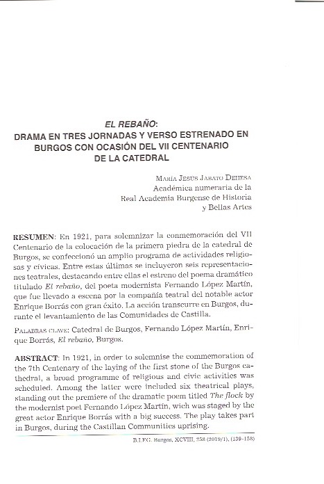 El rebaño: Drama en tres jornadas y verso estrenado en Burgos con ocasión del VII Centenario de la catedral