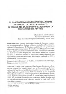 En el octingésimo aniversario de la muerte de Enrique I de Castilla (1217-2017): El estudio del Dr. Escribano García sobre la trepanación del rey niño